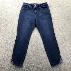 J JILL Womens Size 6 Authentic Fit Slim‎ Curved Raw Hem Mid Rise Ankle Jeans
